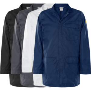 AET ESD frakk fra AET samlebilde svart, mørk grå, hvit og mørk marineblå