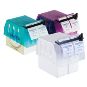 Box Top Parafilm dispenser 3 farger, blå, lilla og natural fra AET.